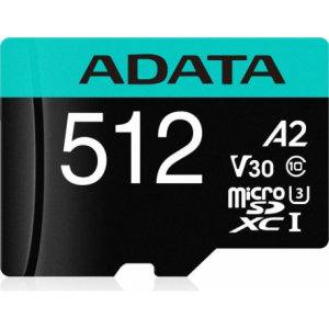 MEMORY MICRO SDXC 512GB W/AD./AUSDX512GUI3V30SA2-RA1 ADATA