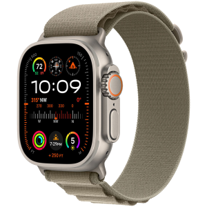 Apple Watch Ultra 2 49mm Natural Titanium Case with Alpine Loop (L) - Olive