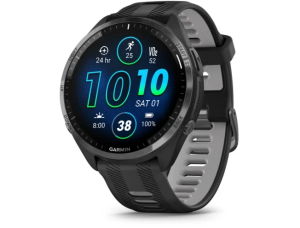 Garmin Forerunner® 965 Premium Running 47mm Carbon Gray DLC Titanium Bezel with Black Case and Black/Gray Band