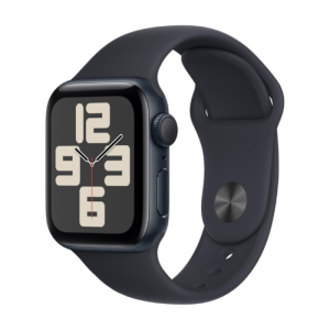 Apple Watch SE (2024) 40mm Midnight Aluminum Case with Rubber Sport Band (M/L) – Midnight