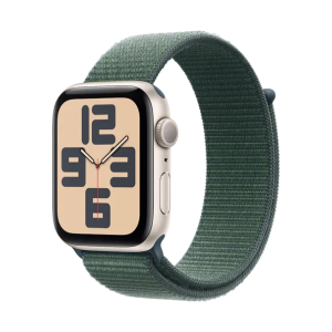 Apple Watch SE (2024) 44mm Starlight Aluminum Case with Textile Sport Loop (One Size) – Sage Green