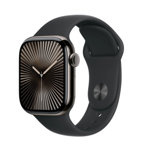 Apple Watch Series 10 4G 42mm Slate Titanium Case with Rubber Sport Band (M/L) - Black
