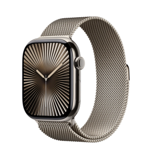 Apple Watch Series 10 4G 46mm Natural Titanium Case with Stainless Steel Milanese Loop (M/L) – Natural