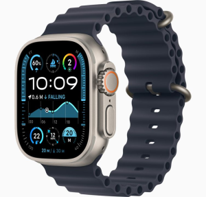 Apple Watch Ultra 2 LTE 49mm Natural Titanium Case with Ocean Band (One Size) - Navy