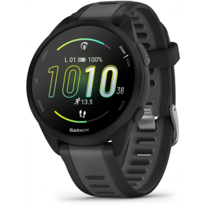 Garmin Forerunner® 165 43mm Boîtier noir avec bracelet en silicone gris ardoise