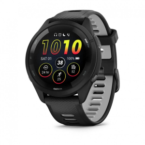 Garmin Forerunner® 265 46mm Black Bezel Case with Black/Powder Gray Silicone Band