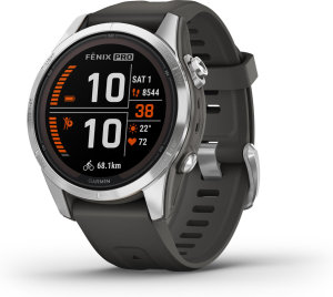 Garmin fēnix® 7S Pro - Solar Edition 42mm Boîtier argenté avec bracelet graphite