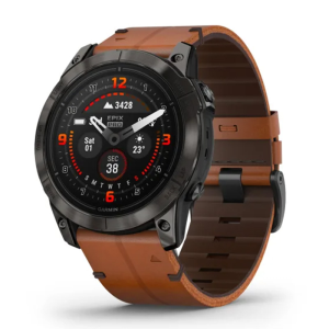 Garmin epix™ Pro (Gen 2) Sapphire 51mm Carbon Grey Titanium Case with Chestnut Leather Band