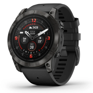 Garmin epix™ Pro (Gen 2) Sapphire 51mm Carbon Gray Titanium Case avec bracelet en silicone noir