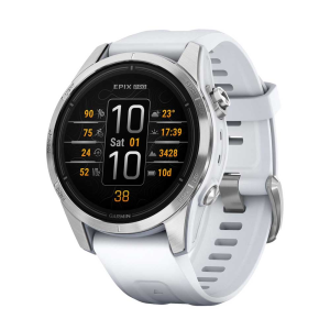 Garmin epix™ Pro (Gen 2) Standard 42mm Silver Case avec bracelet en silicone Whitestone