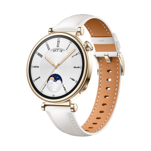Huawei WATCH GT 4 41mm Boîtier en acier inoxydable avec bracelet en cuir - Blanc